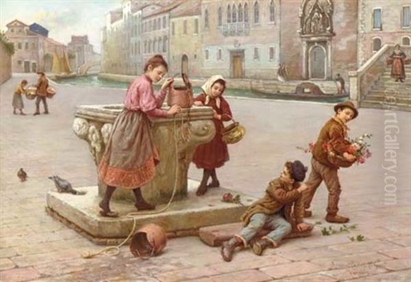 At The Well Oil Painting by Antonio Ermolao Paoletti