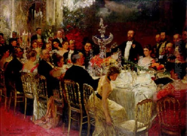 Celebration At The Leichner Residence Oil Painting by Friedrich Georg William Pape