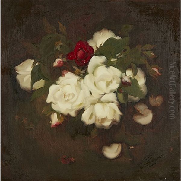 Still Life Of Roses Oil Painting by Stuart James Park