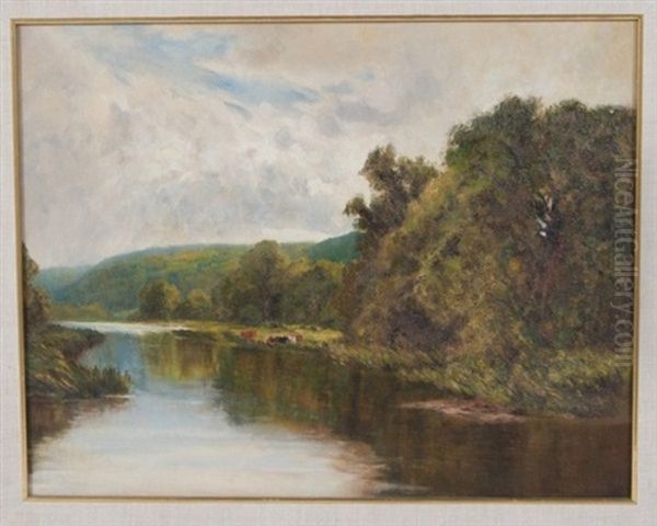 The Kennet, Midgham, Berks Oil Painting by Henry H. Parker
