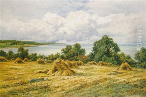 Harvest Time - On The Sussex Coast Oil Painting by Henry H. Parker