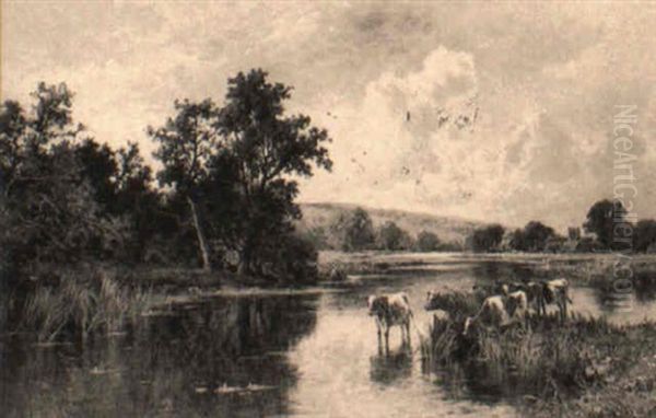 Basildon Ferry And Church Oil Painting by Henry H. Parker
