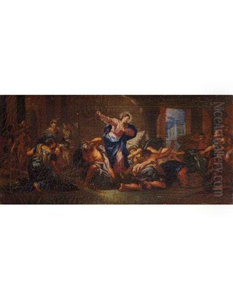 La Cacciata Dei Mercanti Dal Tempio Oil Painting by Domenico Parodi