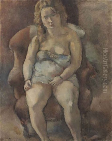 Marcelle Assise Oil Painting by Jules Pascin