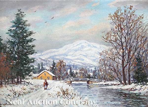 Winter Walk (+ The Harbor, Lrgr; 2 Works) Oil Painting by William Frederick Paskell