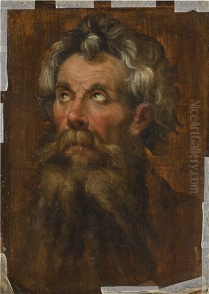 Study For The Head Of A Man Looking Up Oil Painting by Bartolomeo Passarotti