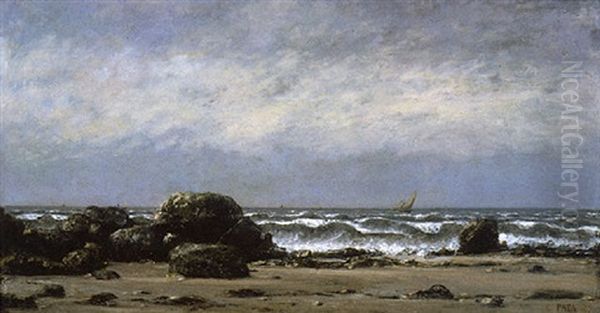 A Coastal Landscape Oil Painting by Cherubino Pata