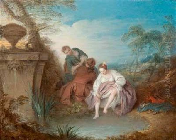 L'essai Du Bain Oil Painting by Jean-Baptiste Pater