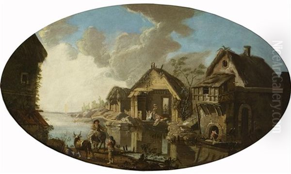 Villaggio Sul Fiume Oil Painting by Jean-Baptiste Pater