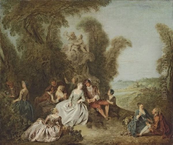 Fete Champetre Ou Les Denicheurs D'oiseaux Oil Painting by Jean-Baptiste Pater