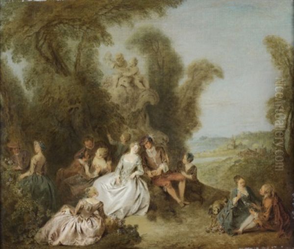 Fete Champetre Ou Les Denicheurs D'oiseaux Oil Painting by Jean-Baptiste Pater