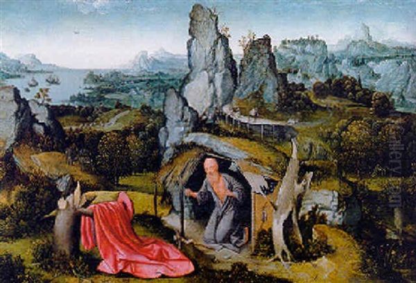 A Panoramic Landscape With Saint Jerome Oil Painting by Joachim Patinir