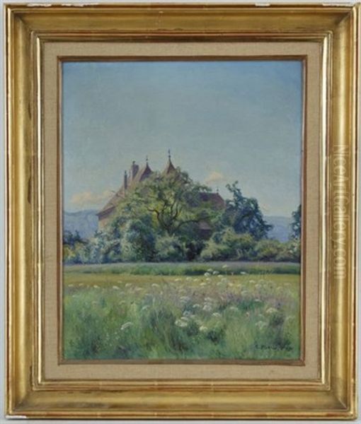 La Campagne Genevoise (chateau De Compesieres) Oil Painting by Emile Patru