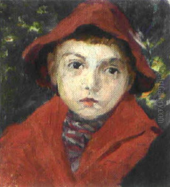 Goran (study For Pojkarna Pa Banken) Oil Painting by Hanna (nee Hirsch) Pauli