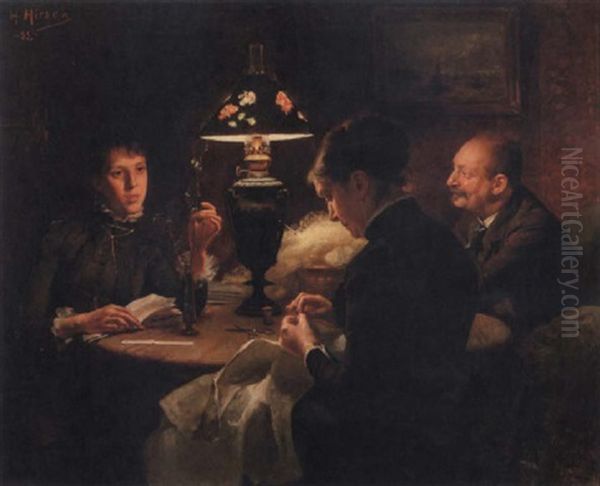 Vid Lampan Oil Painting by Hanna (Hirsch) Pauli