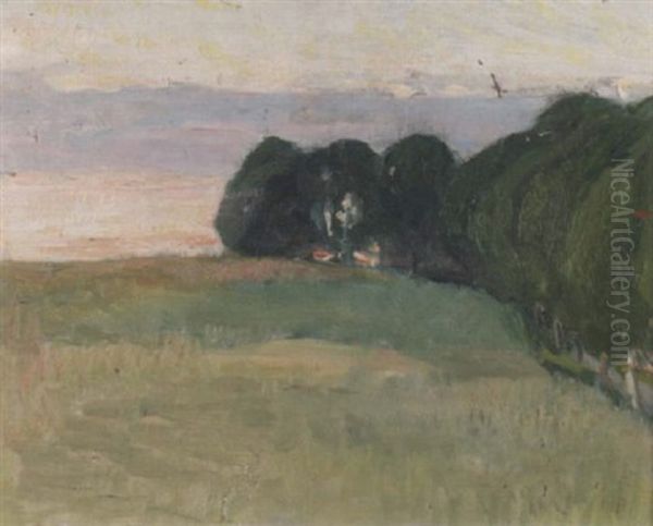 Sommarlandskap - Aftonljus Oil Painting by Hanna (nee Hirsch) Pauli