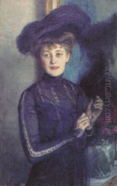 Portratt Av Fru Doktorinnan Anna Ponten Oil Painting by Hanna (Hirsch) Pauli