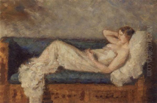 Liggende Kvindelig Model Oil Painting by Julius Paulsen