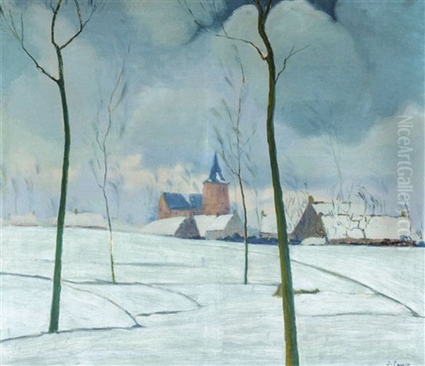 Awinter View Of Velle Oil Painting by Jef De Pauw