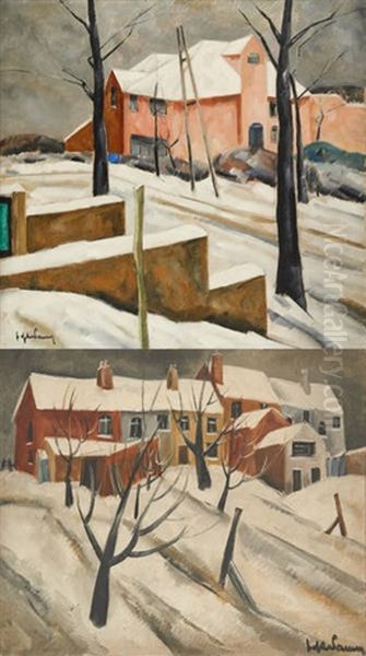Paysages Enneiges (2 Works) Oil Painting by Jef De Pauw