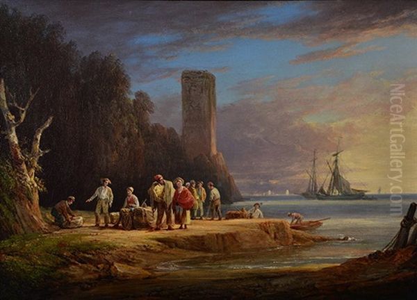 Smugglers Off The Coast Oil Painting by William Payne