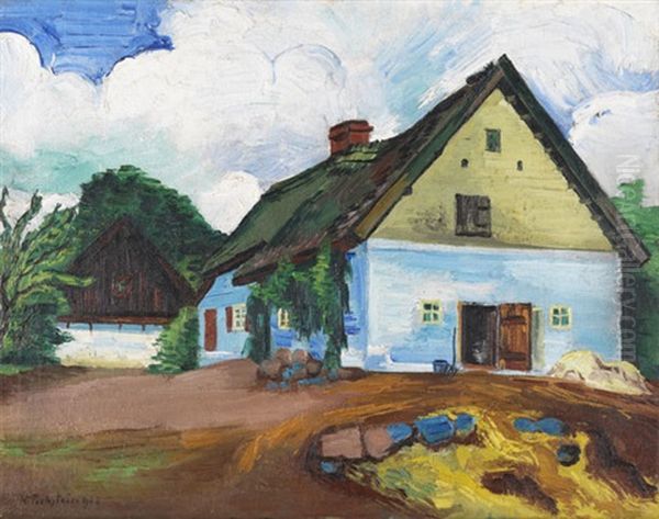 Weises Haus Oil Painting by Max Pechstein