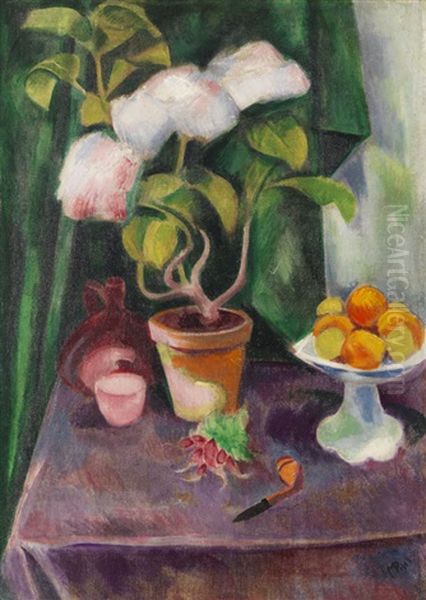 Blumenstillleben Oil Painting by Max Pechstein