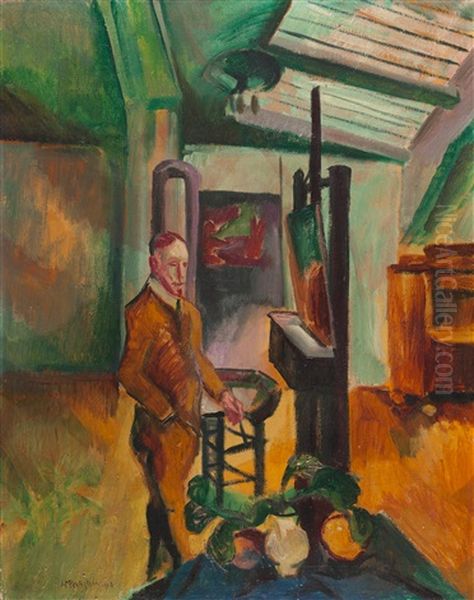 Im Atelier (selbstbildnis) Oil Painting by Max Pechstein
