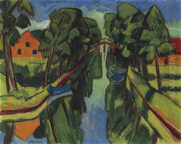 Der Muhlengraben Oil Painting by Max Pechstein