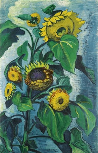 Sonnenblumen (sunflowers) Oil Painting by Max Pechstein