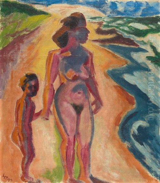 Vor Dem Bad Oil Painting by Max Pechstein