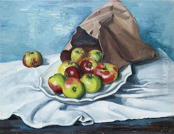 Tute Mit Apfeln Oil Painting by Max Pechstein