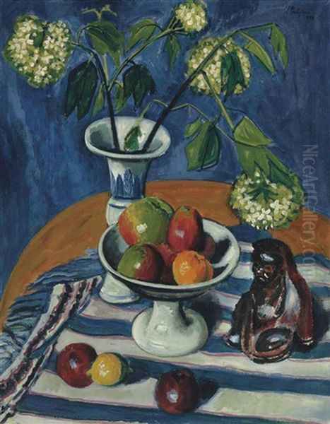 Stilleben Mit Apfeln Und Schneeball Oil Painting by Max Pechstein