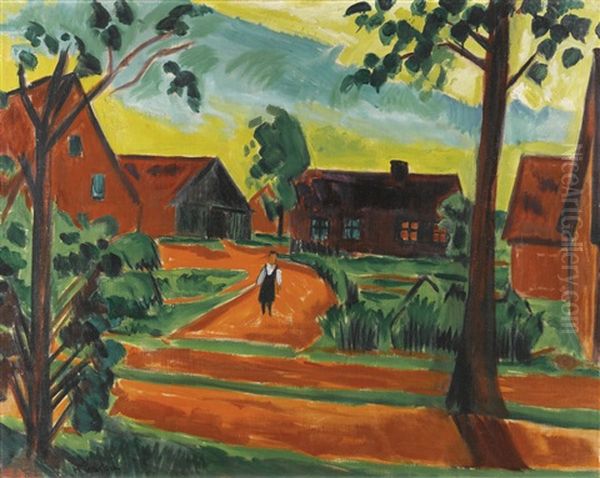 Kind Auf Dorfstrasse (child On A Village Street) Oil Painting by Max Pechstein
