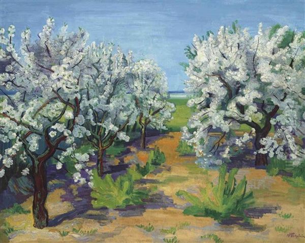 Landschaft Mit Apfelbaumen Oil Painting by Max Pechstein