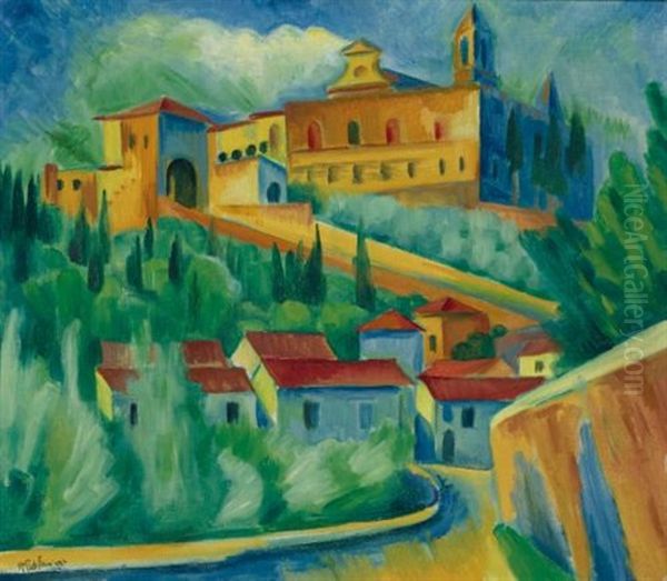 Certosa Bei Florenz (charterhouse Of Florence) Oil Painting by Max Pechstein