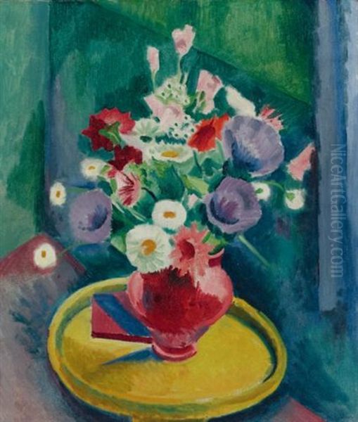 Blumen Oil Painting by Max Pechstein
