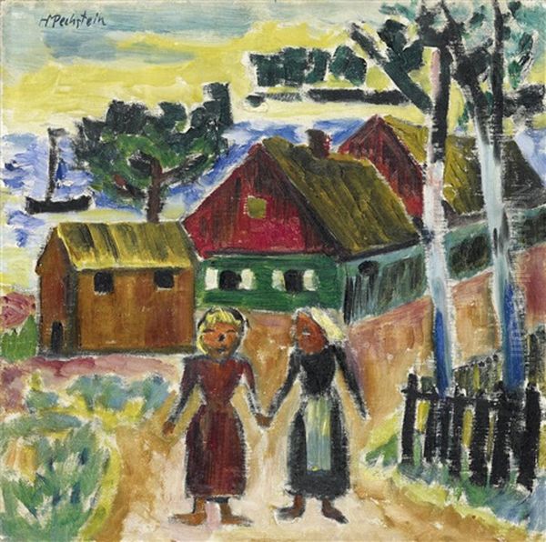 Fischermadchen Oil Painting by Max Pechstein