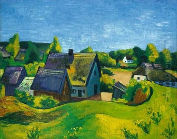 Mittag Im Dorf Oil Painting by Max Pechstein