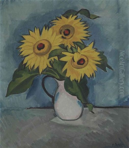 Sonnenblumen Oil Painting by Max Pechstein