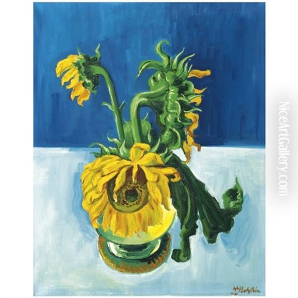 Verwelkende Sonnenblumen (withering Sunflowers) Oil Painting by Max Pechstein