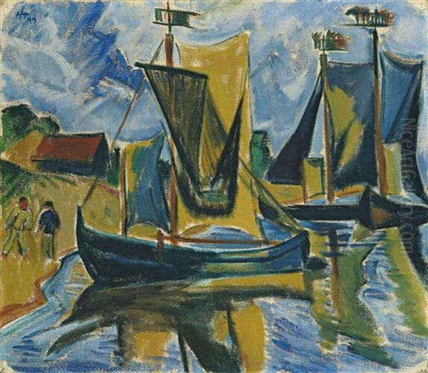 Keitelkahne Oil Painting by Max Pechstein