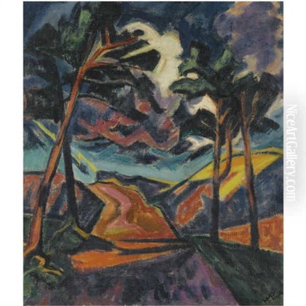 Blitz In Den Dunen (lightning In The Dunes) Oil Painting by Max Pechstein