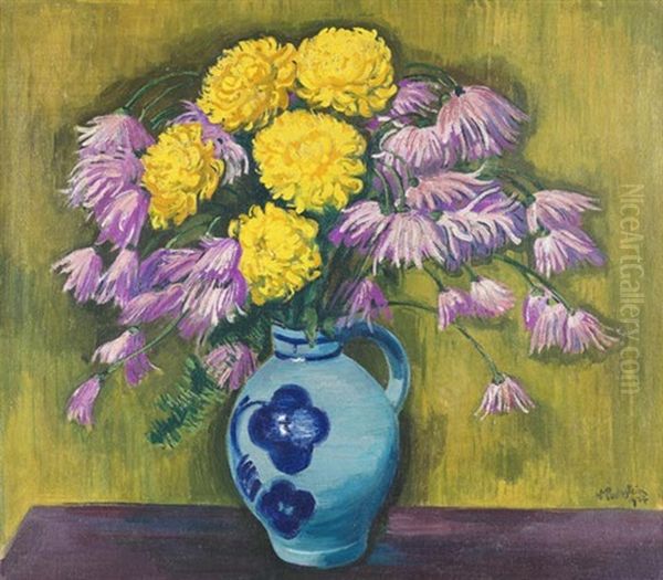 Chrysanthemen Oil Painting by Max Pechstein