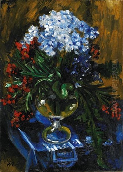 Blumenstilleben In Balustervase Oil Painting by Max Pechstein