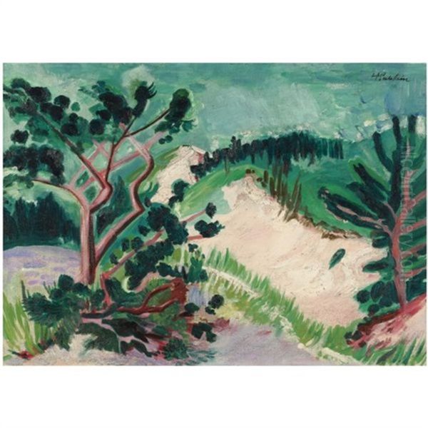 Kiefer In Den Dunen (pine Trees In The Dunes) Oil Painting by Max Pechstein