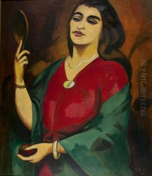 Charlotte Pechstein Mit Spiegel Oil Painting by Max Pechstein