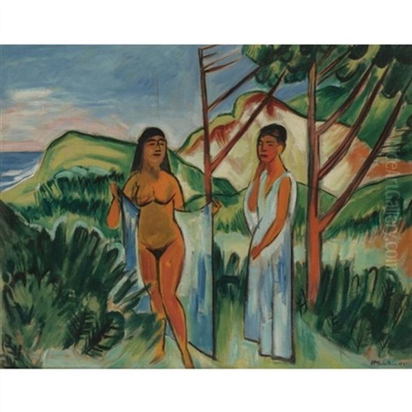 Nach Dem Bad (after The Bath) Oil Painting by Max Pechstein