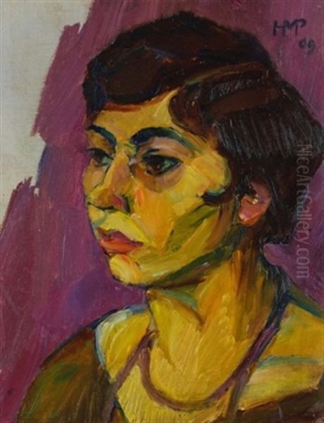 Frauenkopf Oil Painting by Max Pechstein