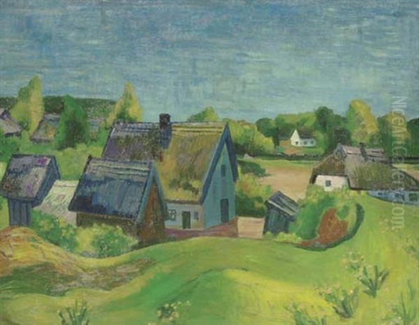 Mittag Im Dorf Oil Painting by Max Pechstein